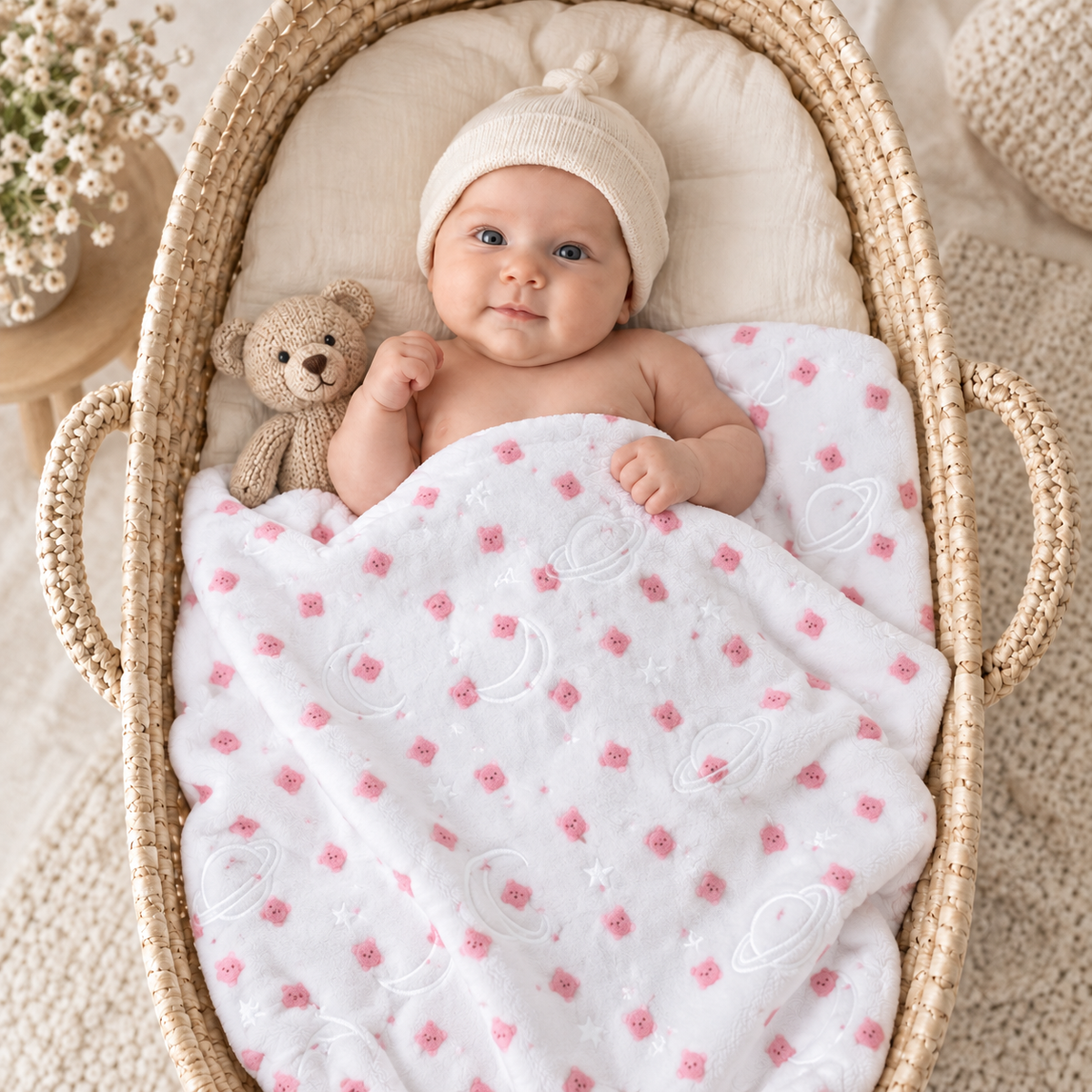 Red plush winter baby blanket 42x52 inch
