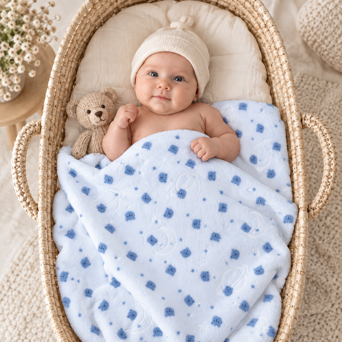 Sky plush winter baby blanket 42x52 inch
