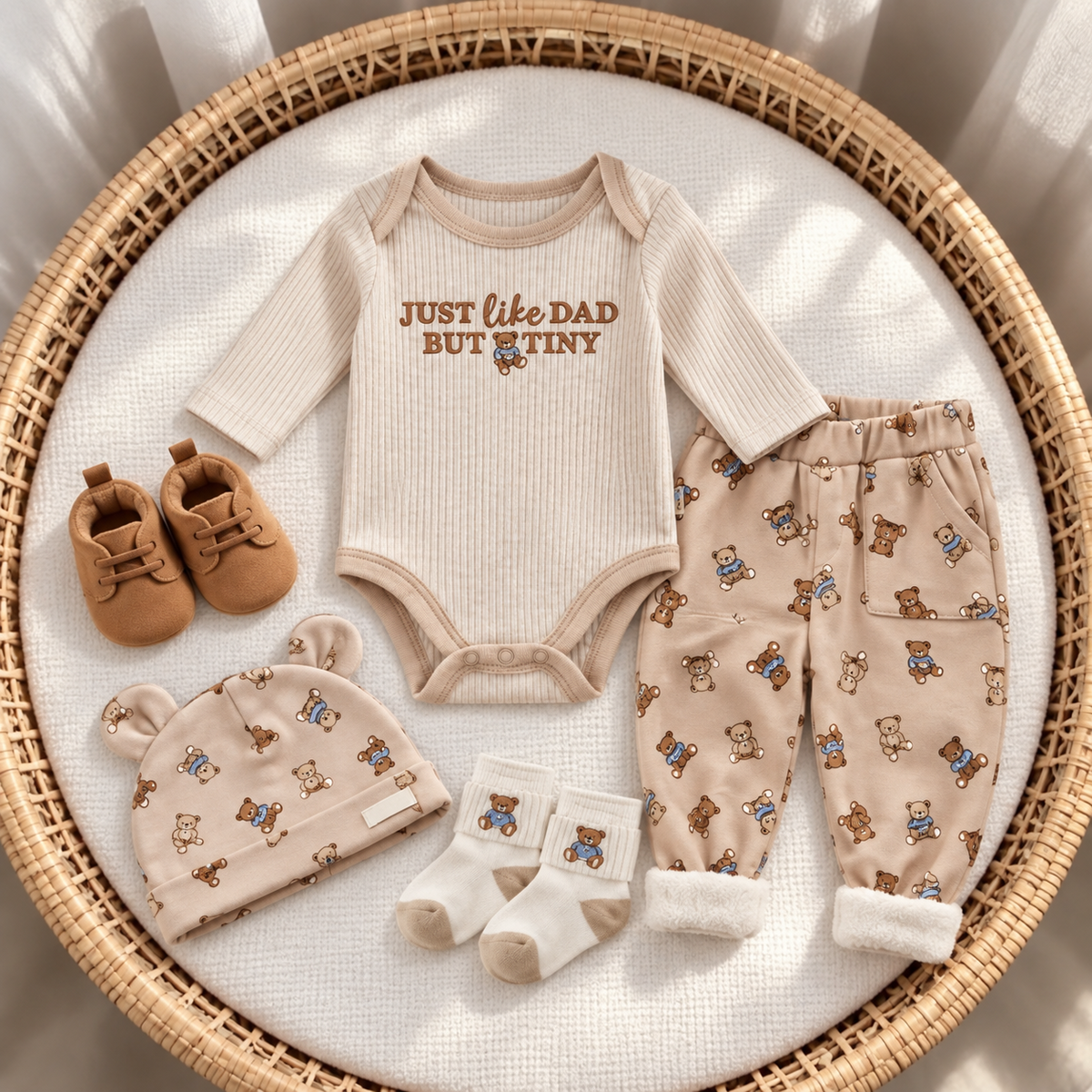 Faba Kids newborn 4PC bodysuit set - Beige