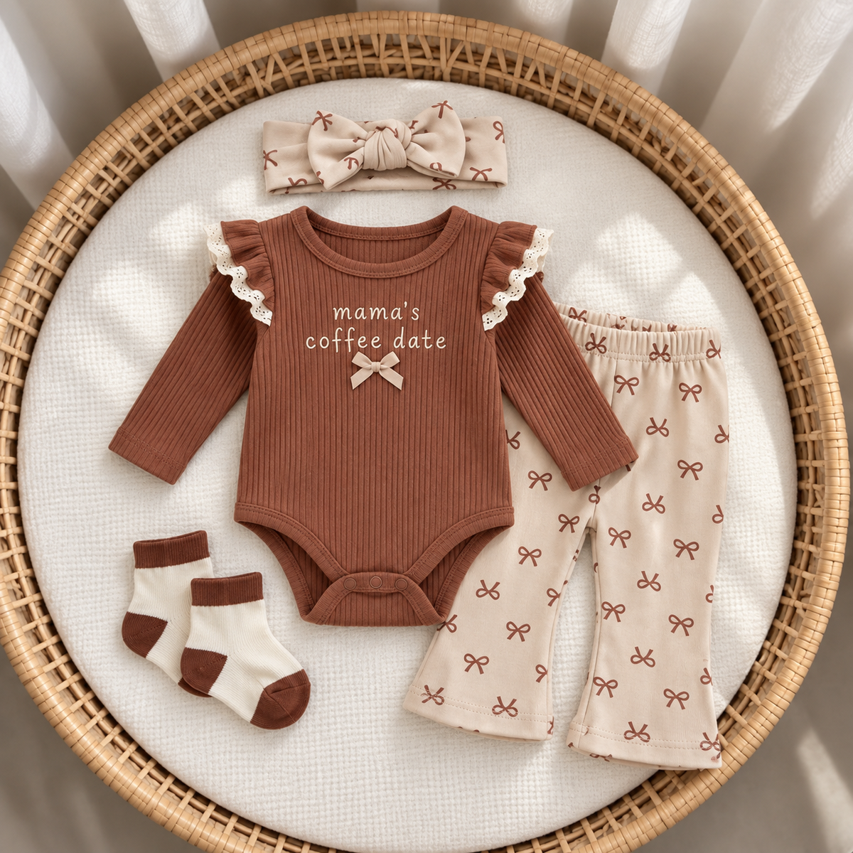 Faba Kids newborn 4PC bodysuit set - Brown