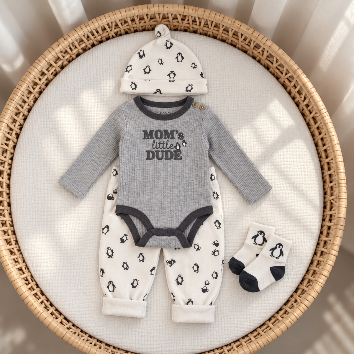 Faba Kids newborn 4PC bodysuit set - Grey
