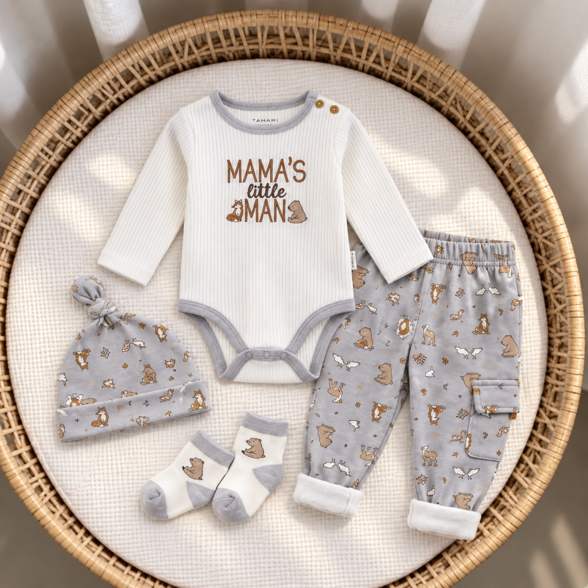 Faba Kids newborn 4PC bodysuit set - White